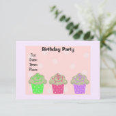 Uitnodiging voor verjaardagsfeestje met ijscupcake (Staand voorkant)