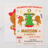 Uitnodiging voor verjaardagsfeestje met Kerstmis v (Voorkant / Achterkant)