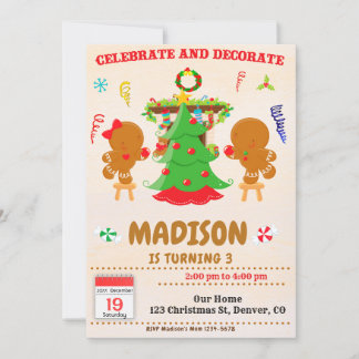 Uitnodiging voor verjaardagsfeestje met Kerstmis v