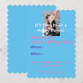 Uitnodiging voor verjaardagsfeestje met kind in zw (Voorkant / Achterkant)