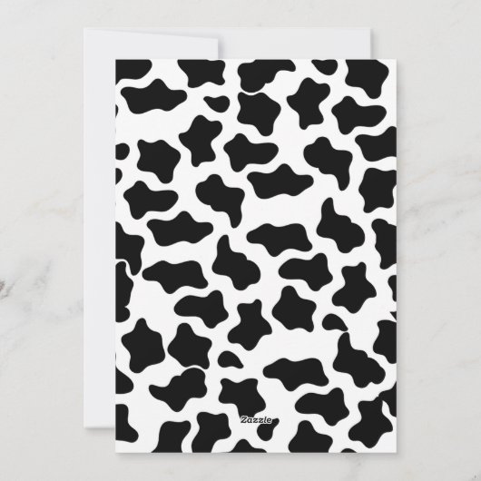 Uitnodiging voor verjaardagsfeestje met koe thema (Achterkant)