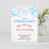 Uitnodiging voor verjaardagsfeestje met leuke bubb (Staand voorkant)