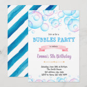 Uitnodiging voor verjaardagsfeestje met leuke bubb (Voorkant / Achterkant)