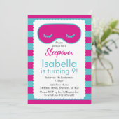 Uitnodiging voor verjaardagsfeestje met logeerthem (Staand voorkant)