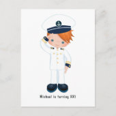 Uitnodiging voor verjaardagsfeestje met maritiem t (Voorkant)