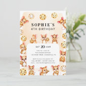 Uitnodiging voor verjaardagsfeestje met muis- en k (Staand voorkant)