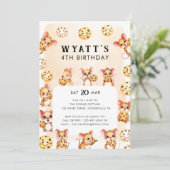 Uitnodiging voor verjaardagsfeestje met muis- en k (Staand voorkant)