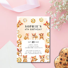 Uitnodiging voor verjaardagsfeestje met muis- en k