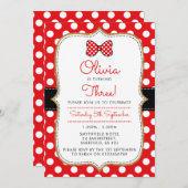 Uitnodiging voor verjaardagsfeestje met Polkadot-t (Voorkant / Achterkant)