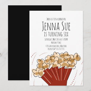 Uitnodiging voor verjaardagsfeestje met popcornfil