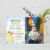 Uitnodiging voor verjaardagsfeestje met Rubber Een (Staand voorkant)