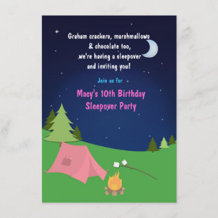 Uitnodiging voor verjaardagsfeestje met slaapfeest