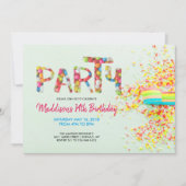 Uitnodiging voor verjaardagsfeestje met strooideco (Voorkant)