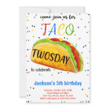 Uitnodiging voor verjaardagsfeestje met taco's om 
