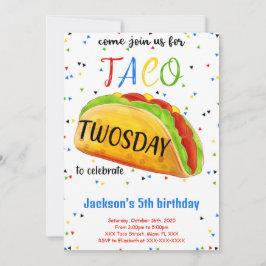 Uitnodiging voor verjaardagsfeestje met taco's om 
