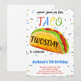 Uitnodiging voor verjaardagsfeestje met taco's om