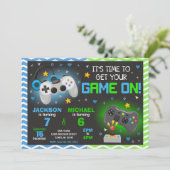 Uitnodiging voor verjaardagsfeestje met videogames (Staand voorkant)