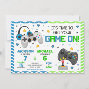 Uitnodiging voor verjaardagsfeestje met videogames