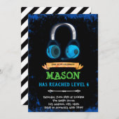 Uitnodiging voor verjaardagsfeestje met videospel (Voorkant / Achterkant)