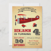 Uitnodiging voor verjaardagsfeestje met vintage ro (Voorkant)