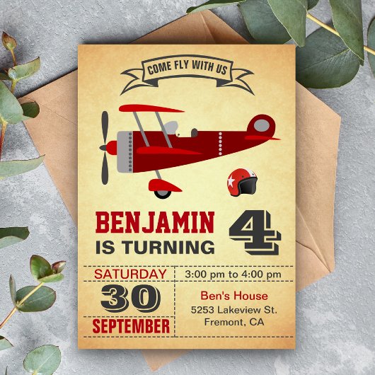 Uitnodiging voor verjaardagsfeestje met vintage ro