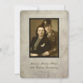 Uitnodiging voor verjaardagsfeestje met vintage th (Voorkant)