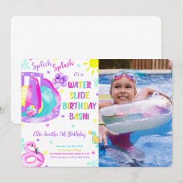 Uitnodiging voor verjaardagsfeestje met waterglijb