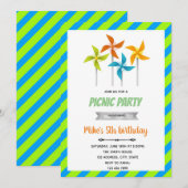 Uitnodiging voor verjaardagsfeestje met windmolen (Voorkant / Achterkant)