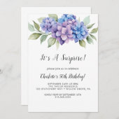 Uitnodiging voor verjaardagsfeestje met witte bloe (Voorkant / Achterkant)