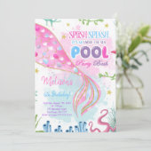 Uitnodiging voor verjaardagsfeestje met zeemeermin (Staand voorkant)