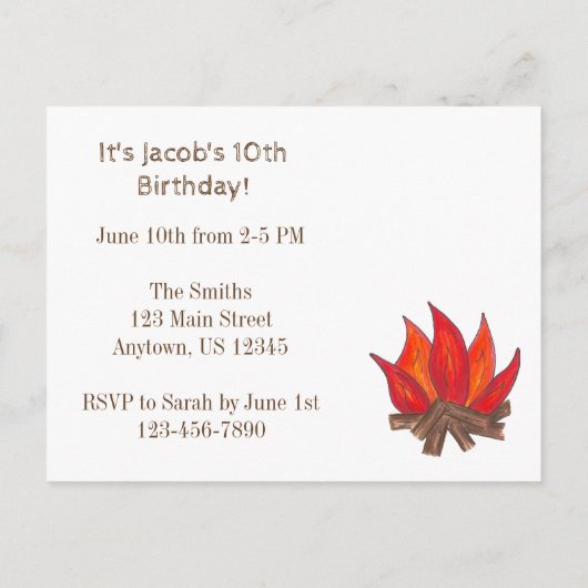 Uitnodiging voor verjaardagsfeestje met zomerkamp  (Achterkant)