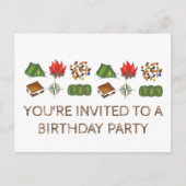 Uitnodiging voor verjaardagsfeestje met zomerkamp  (Voorkant)