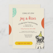 Uitnodiging voor verjaardagsfeestje mopshond (Voorkant / Achterkant)