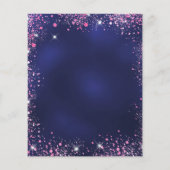 Uitnodiging voor verjaardagsfeestje navyblauw roze flyer (Achterkant)