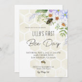 Uitnodiging voor verjaardagsfeestje op Bijendag (Voorkant / Achterkant)