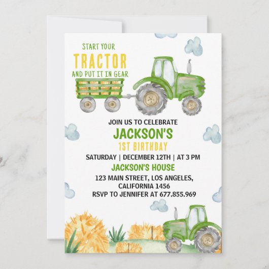 Uitnodiging voor verjaardagsfeestje op de boerderi (Voorkant)