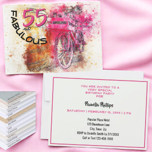 Uitnodiging voor verjaardagsfeestje Pink Splash 55