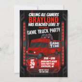 Uitnodiging voor verjaardagsfeestje Red Game Truck (Voorkant)