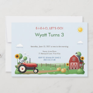 Uitnodiging voor verjaardagsfeestje Red Tractor Fa