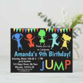 Uitnodiging voor verjaardagsfeestje springen (Staand voorkant)