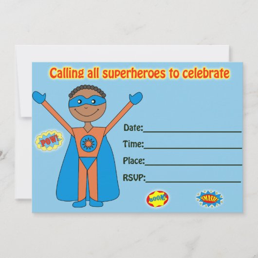 Uitnodiging voor verjaardagsfeestje superheld invu (Voorkant)