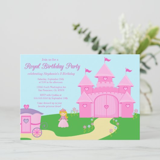 Uitnodiging voor verjaardagsfeestje Sweet princess (Staand voorkant)