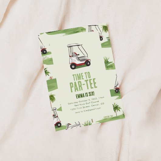 Uitnodiging voor verjaardagsfeestje Time to Par-Te