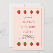 Uitnodiging voor verjaardagsfeestje van aardbeienb (Voorkant)