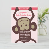 Uitnodiging voor verjaardagsfeestje van apen (Staand voorkant)