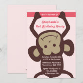 Uitnodiging voor verjaardagsfeestje van apen (Voorkant / Achterkant)