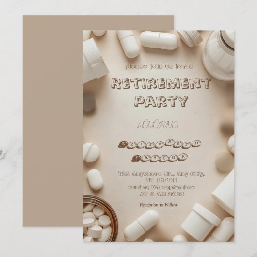 Uitnodiging voor verjaardagsfeestje van apotheker  (Voorkant / Achterkant)