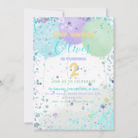 Uitnodiging voor verjaardagsfeestje van de Colorfu (Voorkant)