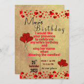 Uitnodiging voor verjaardagsfeestje van de vrouw (Voorkant / Achterkant)