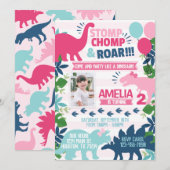 Uitnodiging voor verjaardagsfeestje van dinosaurië (Voorkant / Achterkant)